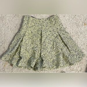 CHRIS BENZ white black yellow pleated mini skirt 2 small s